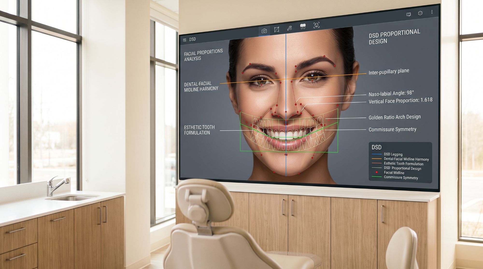 Smiling woman on a digital screen highlighting ultra-natural cosmetic smile design at Smiles by Mario Montoya in Sandy Springs, GA